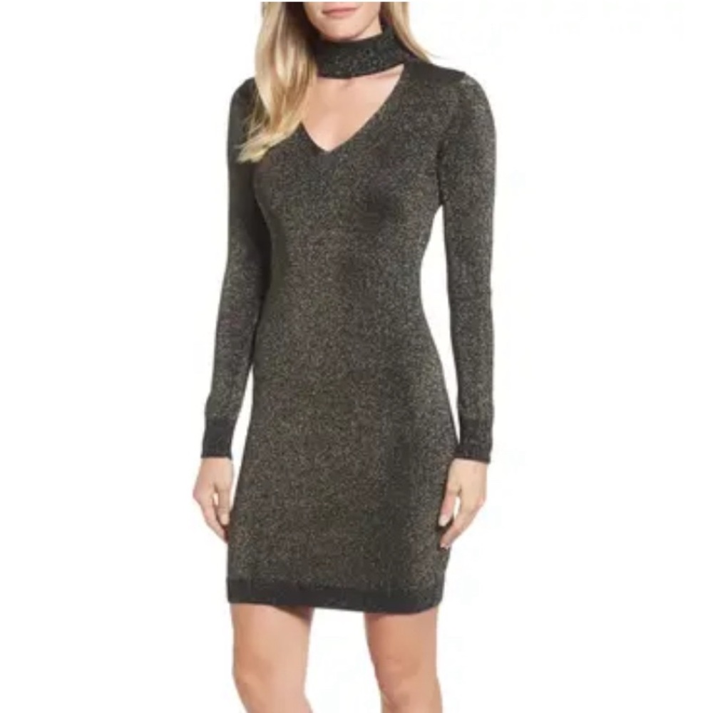 NWT MICHAEL Michael Kors Long Sleeve Metallic Cutout Dress-Size S